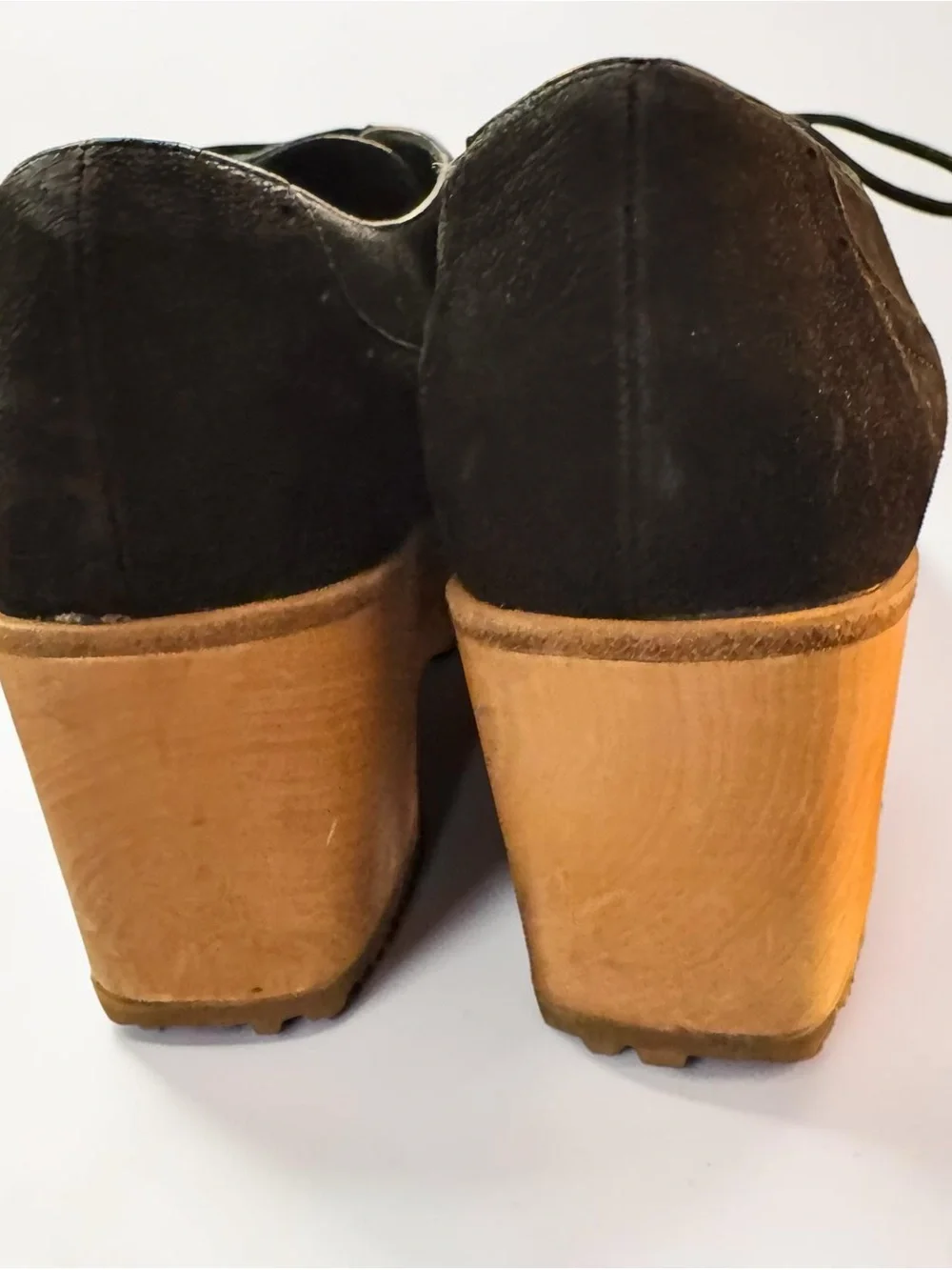 Eileen Fisher Act Wedge Oxford Shoes Suede Wood Platform 9